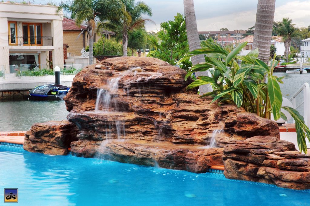 artificial rock waterfall for swimming pool waterfall