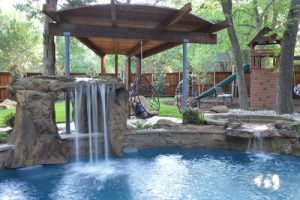 artificial rock swimming pool waterfall installer Fraser, MI